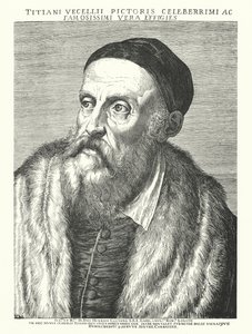 Titian, italialainen renessanssitaiteilija (kaiverrus) tekijältä Agostino (after) Carracci