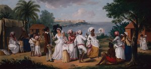 Neekeritanssi Dominican saarella, Fort Youngin takana (öljy kankaalle)