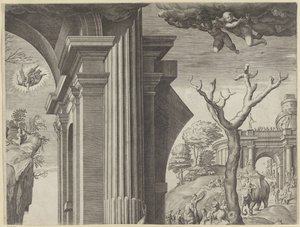 Maagien palvonta (oikea yläosa) tekijältä Agostino Carracci
