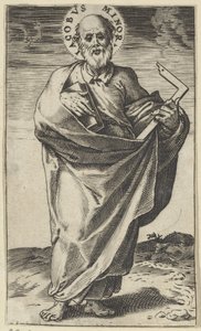 Apostoli Jaakob Pieni kirjalla ja neliöllä Kristus, Maria, Johannes Kastaja ja apostolit (sarjan nimi) tekijältä Agostino Carracci