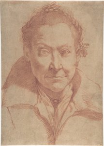 Naisen puolivartalokuva (etupuoli); puolivartalotutkielma tytöstä (kääntöpuoli) tekijältä Agostino Carracci
