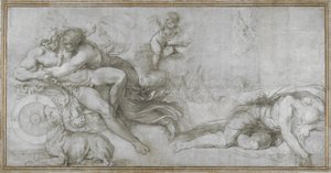 Aurora kantoi Cephaluksen Chariot Cartoon -sarjakuvassaan freskolle Palazzo Farnesen galleriassa, Roomassa, n. 1599