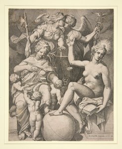 Hyväntekeväisyys, oikeudenmukaisuus, totuus ja rauha tekijältä Agostino Carracci