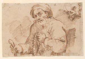 Puolipitkä luonnos iäkkäästä pyhiinvaeltajasta tekijältä Agostino Carracci