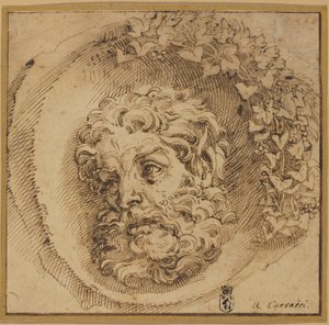 Faunin pää koverassa pyöreässä tekijältä Agostino Carracci