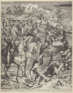 Kristuksen ristiinnaulitseminen (vasen osa) tekijältä Agostino Carracci