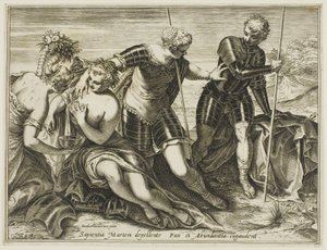 Minerva ajaa Marsin pois rauhasta ja yltäkylläisyydestä tekijältä Agostino Carracci