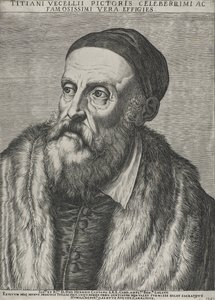 Tizianin muotokuva, 1587 (kaiverrus vesileimapaperille) tekijältä Agostino Carracci