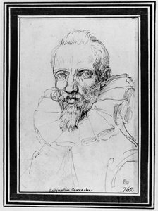 Muotokuva parrakkaasta miehestä tekijältä Agostino Carracci