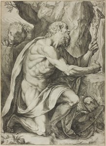 Pyhä Hieronymus katumuksessa tekijältä Agostino Carracci