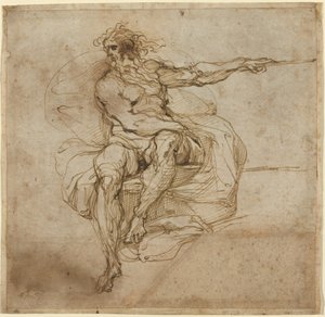 Istuva alaston mies [recto] tekijältä Agostino Carracci