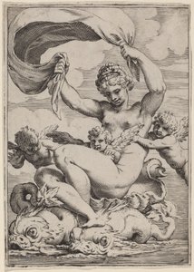 Delfiinien tukema Venus tai Galatea tekijältä Agostino Carracci