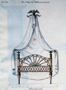 Katossänky Alexander Saracensille, Agostino Fantasticin suunnittelemasta ja suunnittelemastani puusepän ja lukkosepän teoksista, käsikirjoitus 3, levy 18 (1782-1845) tekijältä Agostino Fantastici