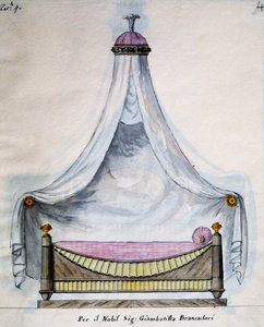 Katossänky herra Brancadorille, Agostino Fantasticin suunnittelemasta ja suunnittelemastani puusepän ja lukkosepän teoksista, käsikirjoitus 3, levy 4 (1782-1845) tekijältä Agostino Fantastici