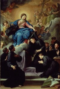 Madonna Serviittiritarikunnan seitsemän perustajan kanssa, n. 1728 (öljy kankaalle)