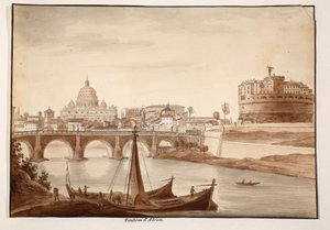 Hadrianuksen hauta, 1833 (etsaus ruskealla pesulla)