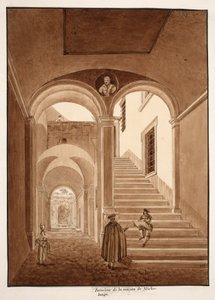 Michelangelon talon sisustus, 1833 (etsaus ruskealla pesulla) tekijältä Agostino Tofanelli