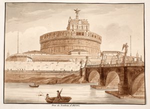 Hadrianuksen haudan silta, 1833 (etsaus ruskealla pesulla) tekijältä Agostino Tofanelli
