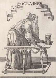 Allegoria vanhuudesta Anchora inparo (otsikko esineessä) tekijältä Agostino Veneziano (attributed to)