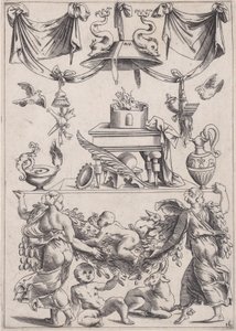 Koristepaneeli, n. 1514-36. tekijältä Agostino Veneziano