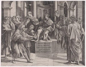 Elymasin sokaiseminen, päivätty 1516, päivätty 1516. tekijältä Agostino Veneziano