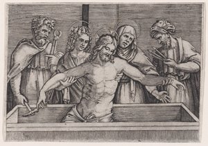 Kristuksen hautaus, n. 1514-36. tekijältä Agostino Veneziano