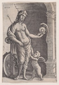 The Love of Glory, päivätty 1528. tekijältä Agostino Veneziano