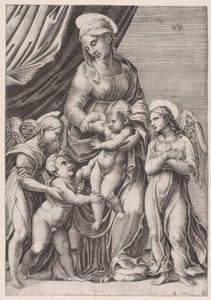 Neitsyt, Kristus-lapsi, Infant Saint John ja Two Angels, päivätty 1516.