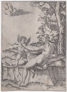 Venus ja Eros, n. 1514-36. tekijältä Agostino Veneziano