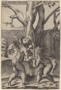 Kaksi Rakkautta tekijältä Agostino dei Musi after Raphael