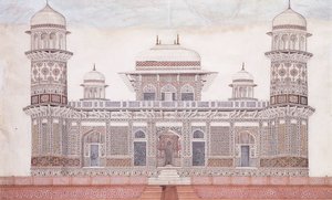 Itmad-ud-daulan hauta, n. 1815 (kynä, kynä ja musta muste, w/c, korostettu kosketuksilla o)