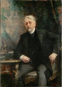 Gustave Eiffel, insinööri, rakensi Eiffel-tornin Pariisiin ... (maalaus kankaalle)