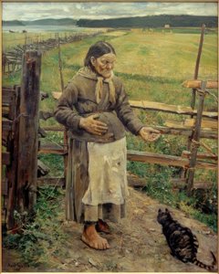 Alte Frau mit Katze tekijältä Akseli Valdemar Gallen-Kallela