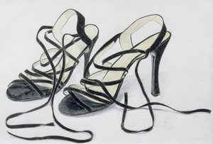 Mustat Strappy Shoes, 1997 (värikynä paperille) tekijältä Alan Byrne