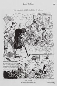 Perhe poseeraa amatöörivalokuvaajalle (kaiverrus) tekijältä Albert (after) Robida