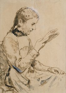 Lukutyttö (kynä ja muste paperille) tekijältä Albert Anker