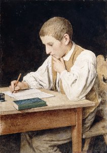 Kirjoituspoika, 1902 tekijältä Albert Anker
