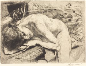 Malli nukkuu lattialla tekijältä Albert Besnard