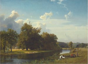 Jokimaisema, Westfalen, 1855 tekijältä Albert Bierstadt