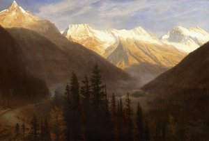 Auringonnousu Glacier Stationilta, noin 1890 tekijältä Albert Bierstadt