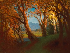 Auringonlasku Nebraskan alueella tekijältä Albert Bierstadt