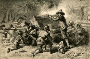 Virginialaiset puolustavat itseään intiaaneja vastaan, 1877.