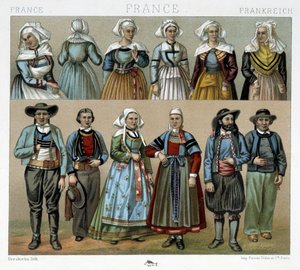1800-luvun bretonilaiset puvut - Racinetin muinaisessa ja historiallisessa puvussa tekijältä Albert Charles August Racinet