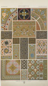 Bysanttilainen, levy 33 julkaisusta "Polychromatic Ornament: Sata lautasta kultaa, hopeaa ja värejä" tekijältä Albert Charles August Racinet