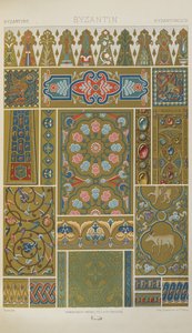 Bysanttilainen, levy 35 julkaisusta "Polychromatic Ornament: Sata lautasta kultaa, hopeaa ja värejä" tekijältä Albert Charles August Racinet