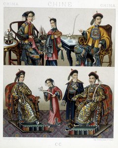 Kiinalainen aristokratia - Racinetin teoksessa "Le costume historique". tekijältä Albert Charles August Racinet