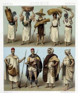 Algerian ja Tunisian puvut. Kuvitus Racinet