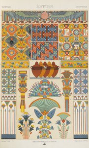 Egyptiläinen, levy 2 julkaisusta "Polychromatic Ornament: Sata lautasta kultaa, hopeaa ja värejä" tekijältä Albert Charles August Racinet