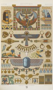 Egyptiläinen, levy 4 aiheesta "Polychromatic Ornament: Sata lautasta kultaa, hopeaa ja värejä" tekijältä Albert Charles August Racinet