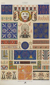 Kreikka, levy 6 teoksesta "Polychromatic Ornament: Sata lautasta kultaa, hopeaa ja värejä" tekijältä Albert Charles August Racinet